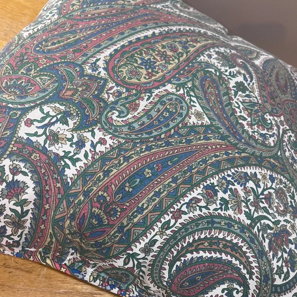 Vtg Lauren Ralph Lauren Heritage Paisley Throw Pillow 18x18 Blue Green Red